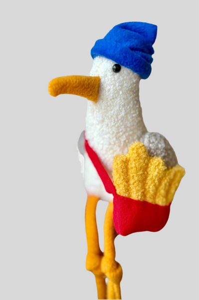 Seagull with french fries - plushie - handmade to order