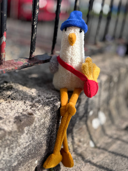 Seagull with french fries - plushie - handmade to order
