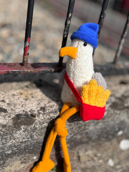 Seagull with french fries - plushie - handmade to order