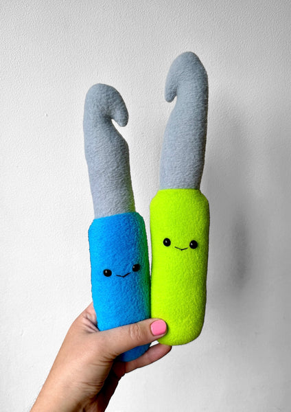 Crochet plushie , yarn skein and crochet hook, handmade knitting novelty gift pillow