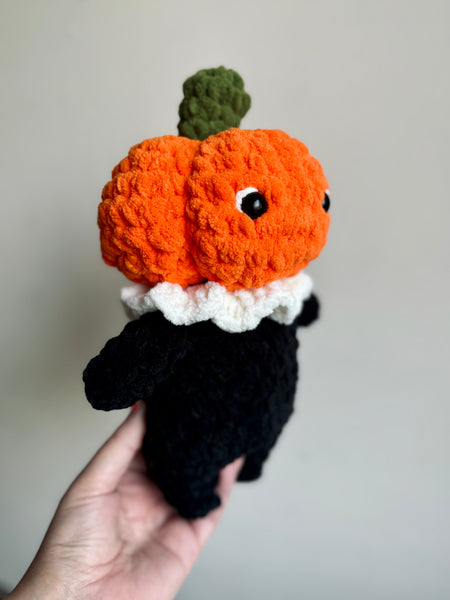 Pumpkin head man plushie  - handmade to order - Halloween soft toys