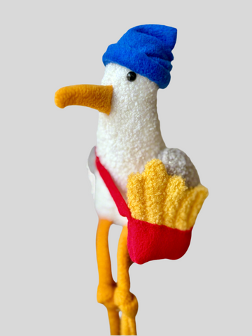 Seagull with french fries - plushie - handmade to order