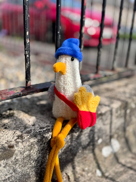 Seagull with french fries - plushie - handmade to order