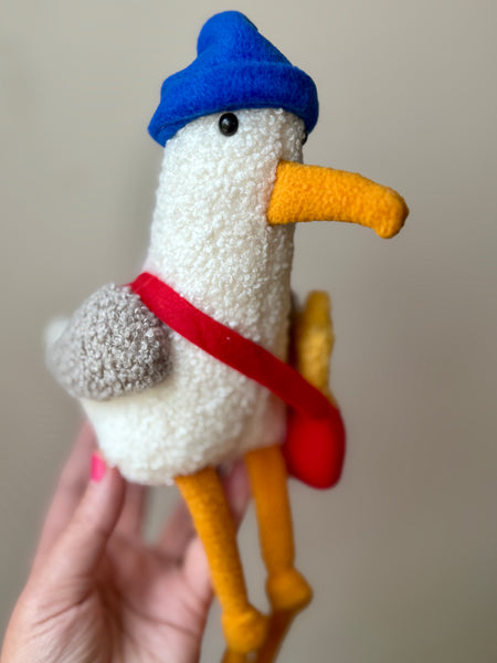 Seagull with french fries - plushie - handmade to order