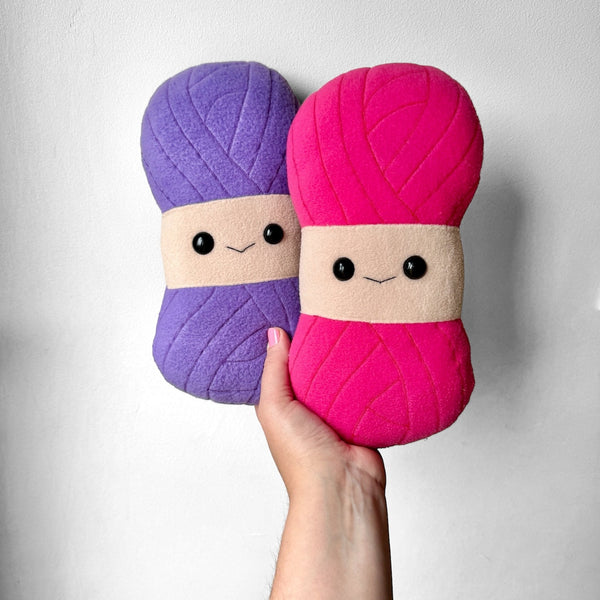 Crochet plushie , yarn skein and crochet hook, handmade knitting novelty gift pillow