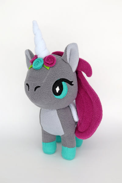 Grey Unicorn plushie - handmade to order