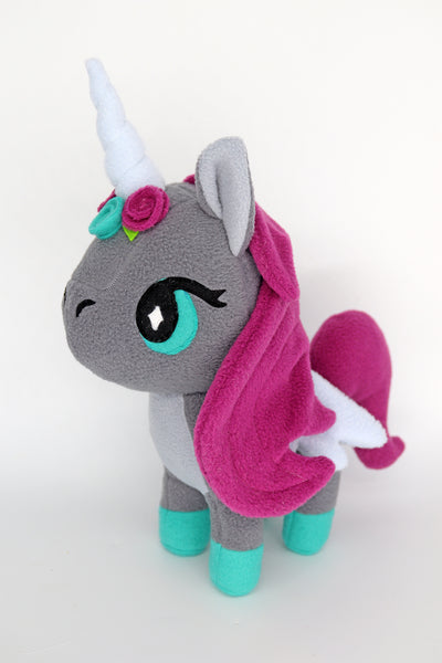 Grey Unicorn plushie - handmade to order