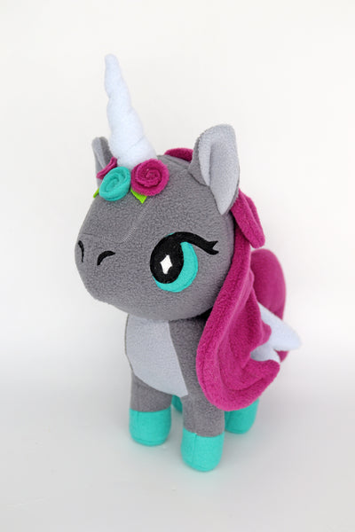 Grey Unicorn plushie - handmade to order