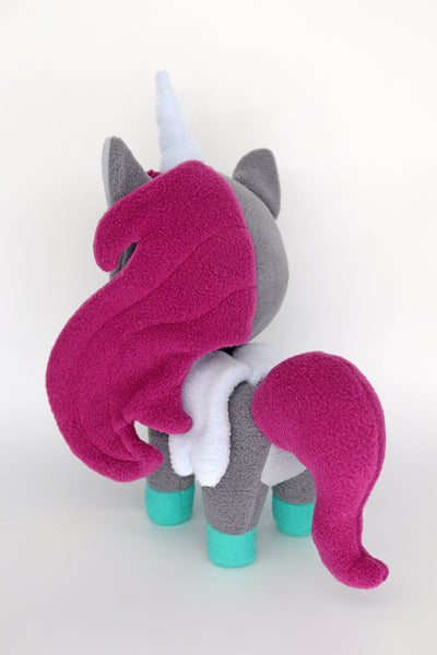 Grey Unicorn plushie - handmade to order