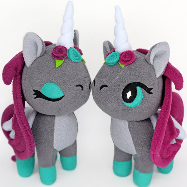 Grey Unicorn plushie - handmade to order