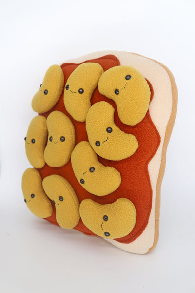 Baked beans on toast pillow - handmade to order