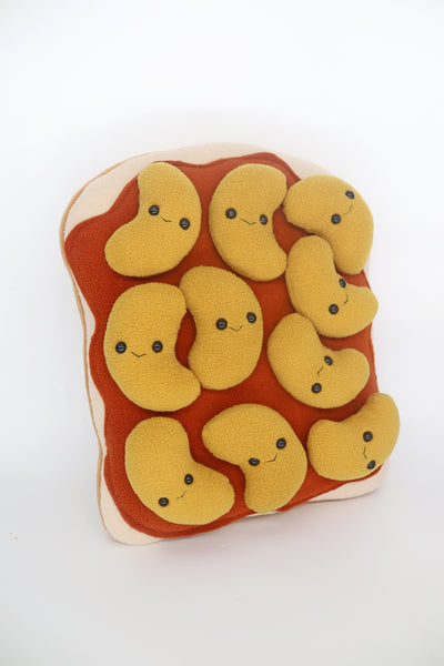 Baked beans on toast pillow - handmade to order