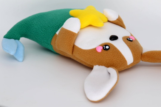 Corgi mermaid plushie , handmade to order