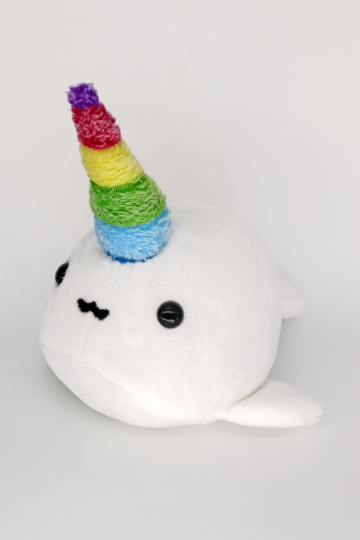 Rainbow narwhal handmade plushie