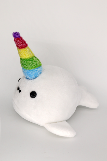Rainbow narwhal handmade plushie