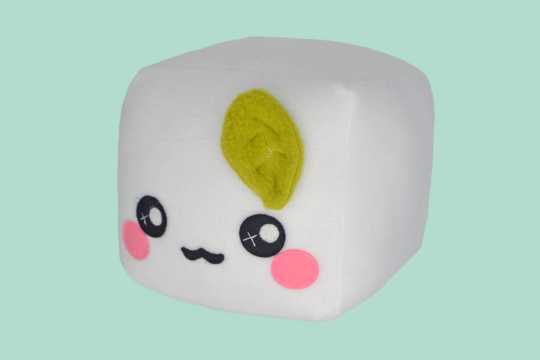 Tofu plush toy pillow cushion plushie food pretend play kawaii cute vegetarian fluffy cloudy