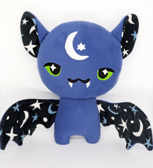 Stars and Moon bat plushie , made to order