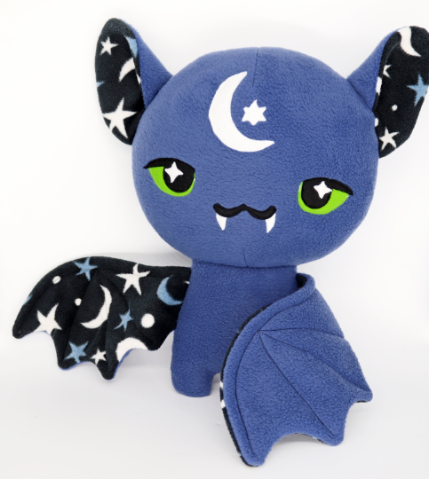 Stars and Moon bat plushie , made to order