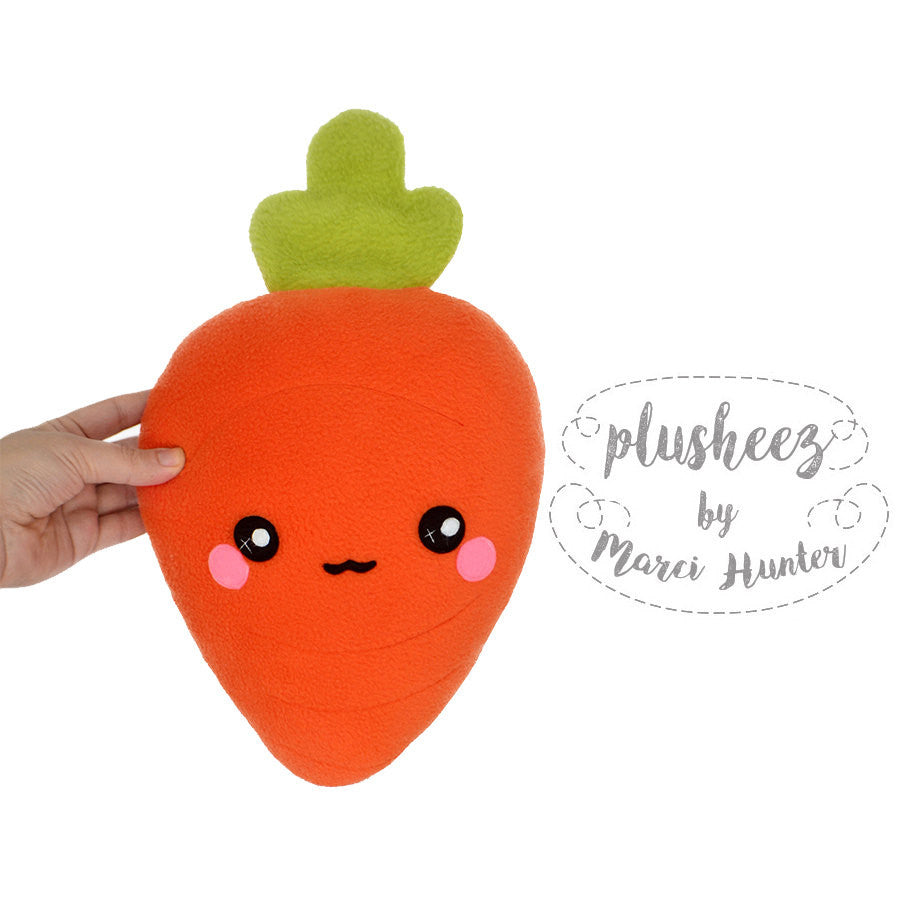 Carrot plushie - kawaii vegetable root handmade pillow / cushion