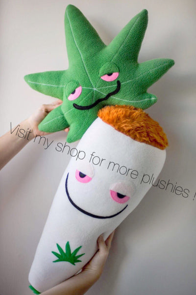 Stoned cannabis leaf plushie / pillow
