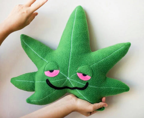 Stoned cannabis leaf plushie / pillow