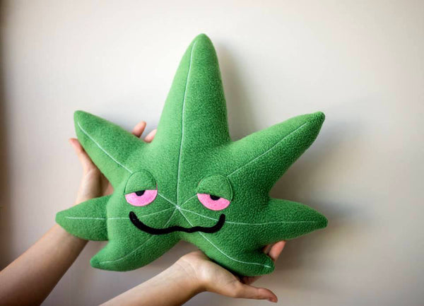 Stoned cannabis leaf plushie / pillow