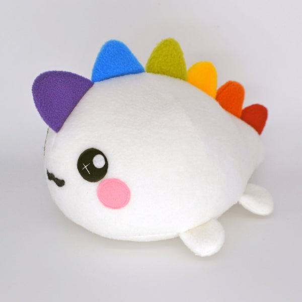 Rainbow dinosaur plushie , handmade kawaii stuffed animal monster cute lime green rawr