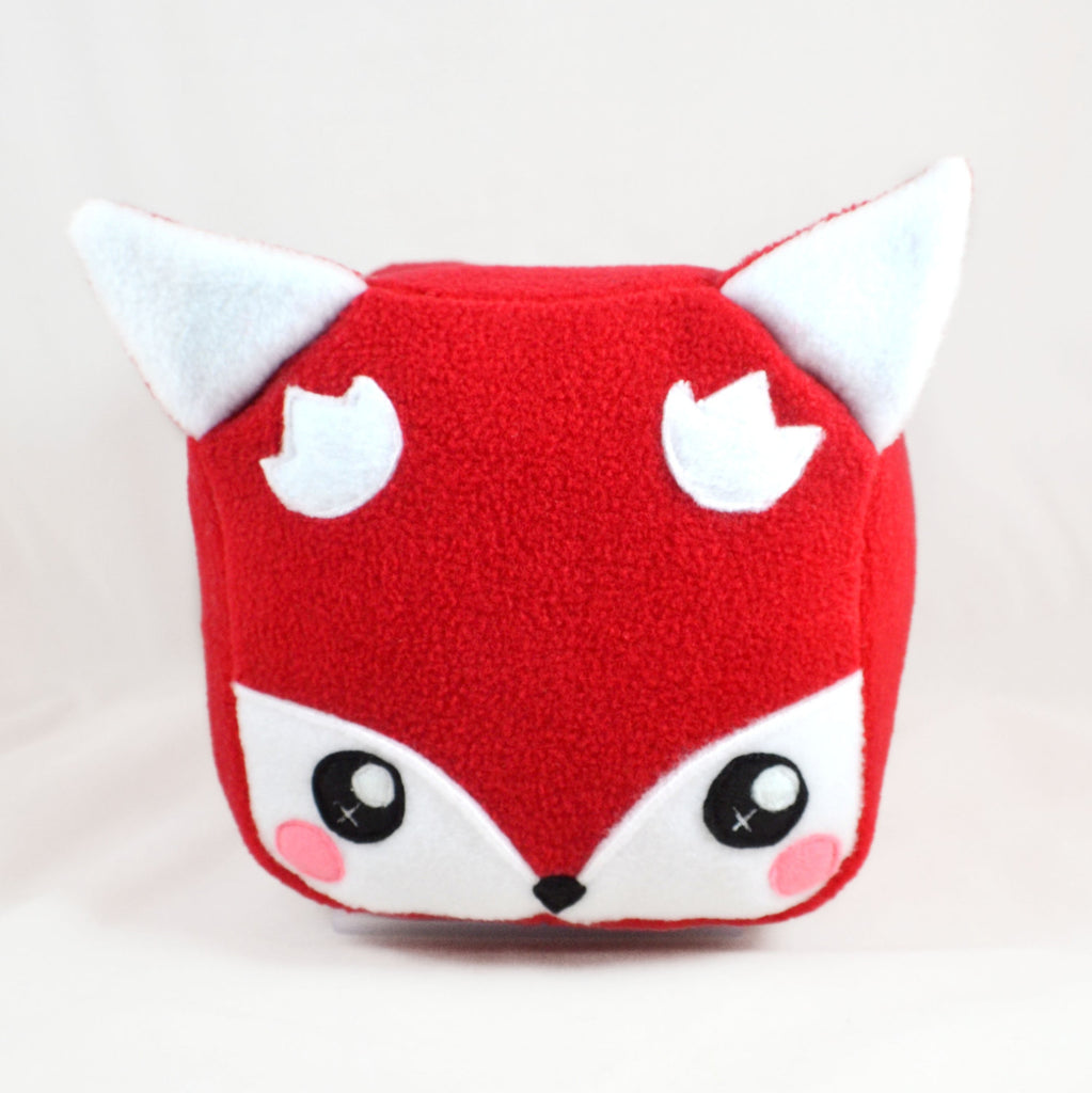 Cube fox plushie plush toy kawaii soft pillow cushion square loaf woodland creature cute