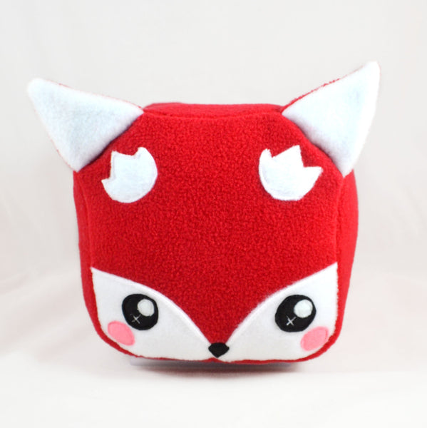 Cube fox plushie plush toy kawaii soft pillow cushion square loaf woodland creature cute