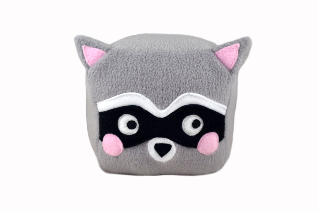 Raccoon Cube plushie , handmade kawaii novelty pillow stuffed animal