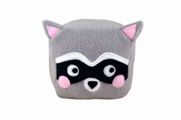 Raccoon Cube plushie , handmade kawaii novelty pillow stuffed animal
