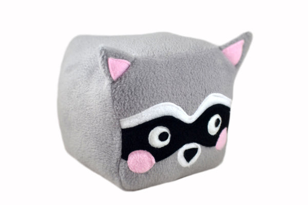 Raccoon Cube plushie , handmade kawaii novelty pillow stuffed animal