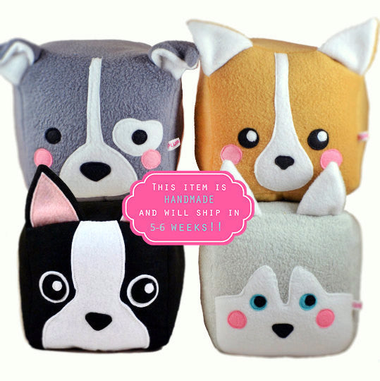 Dog cube plushie/Pitbull Bull Terrier / Corgi / Boston Terrier / Husky / Shiba Inu