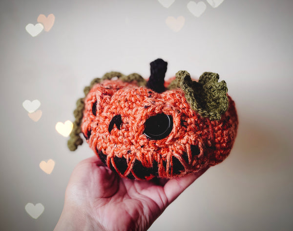 Spooky  pumpkin ornamental decoration  - handmade plushie
