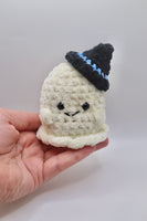 Cute ghost wearing a witch hat , handmade to order