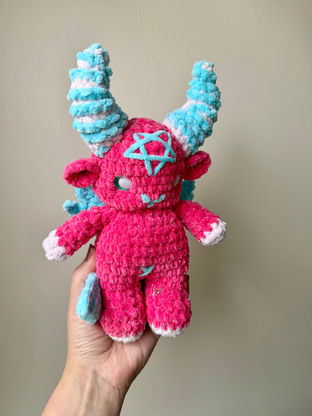 Sparkly Pink Baphomet plushie