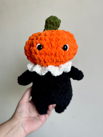 Pumpkin head man plushie  - handmade to order - Halloween soft toys