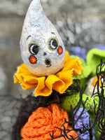 Ghost Wandlings - Handmade Paper Mâché Halloween Wand Dolls heads