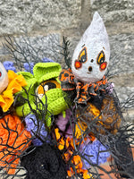 Ghost Wandlings - Handmade Paper Mâché Halloween Wand Dolls heads