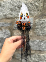 Ghost Wandlings - Handmade Paper Mâché Halloween Wand Dolls heads