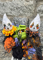 Ghost Wandlings - Handmade Paper Mâché Halloween Wand Dolls heads
