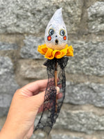 Ghost Wandlings - Handmade Paper Mâché Halloween Wand Dolls heads