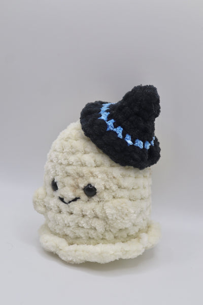 Cute ghost wearing a witch hat , handmade to order
