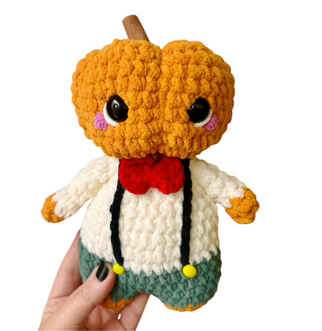 Pumpkin head man plushie  - handmade to order - Halloween soft toys