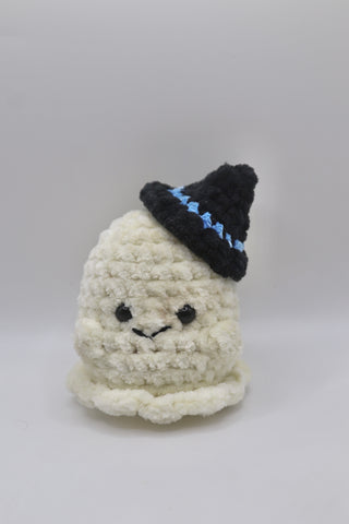 Cute ghost wearing a witch hat , handmade to order