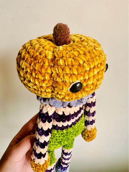 Floppy Pumpkin head man plushie  - handmade to order - Halloween soft toys