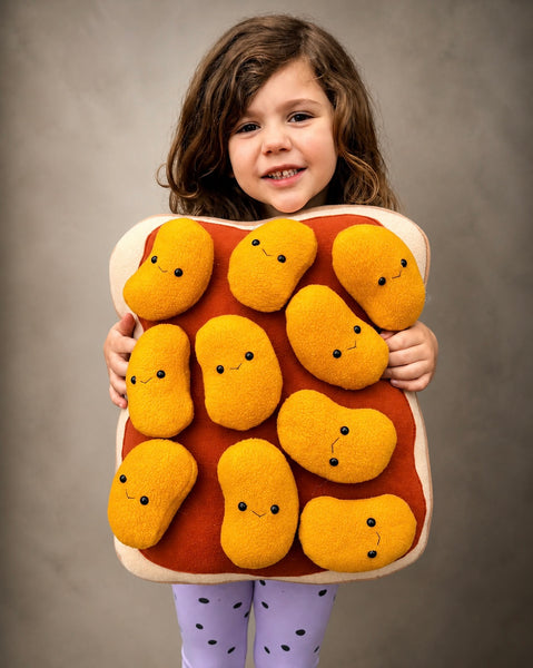 Baked beans on toast pillow - handmade to order