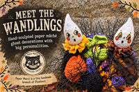 Ghost Wandlings - Handmade Paper Mâché Halloween Wand Dolls heads
