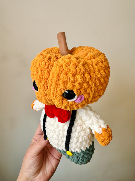 Pumpkin head man plushie  - handmade to order - Halloween soft toys