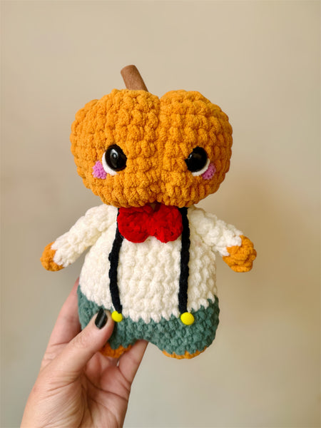 Pumpkin head man plushie  - handmade to order - Halloween soft toys